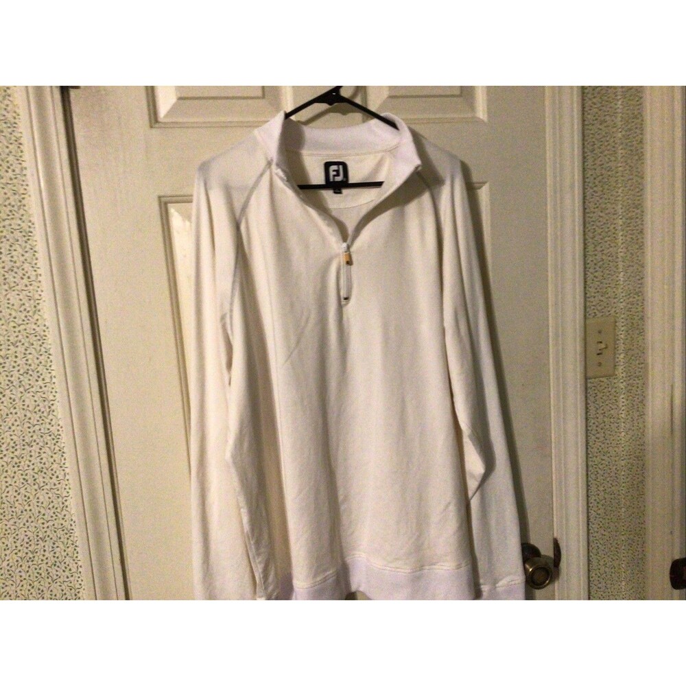 FootJoy 1/4 Zip Pullover Mens Sz XL Stretch Performance White With Gray Stiching